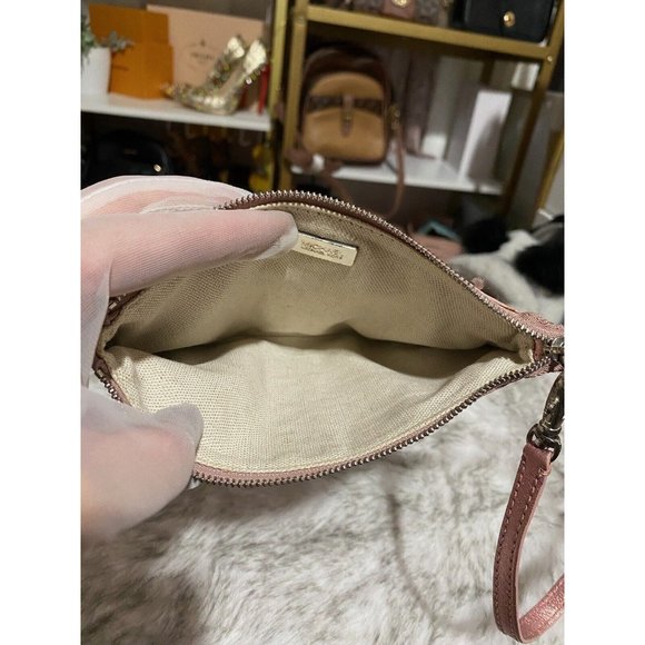 Michael Kors Metallic Pink Leather Rhinestone Studded Mini Shoulder Bag Purse - Picture 4 of 6